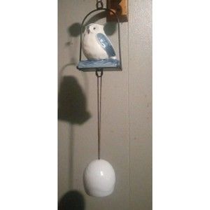 Ceramic Blue And White Owl Wind Chime/ Bell